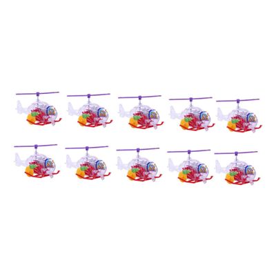 COOLHIYA 10pcs Wind-up Helicopter Plastic Clockwork Playthings for Party Favors Carnival Prizes Bulk Safe Smooth Material Random Color