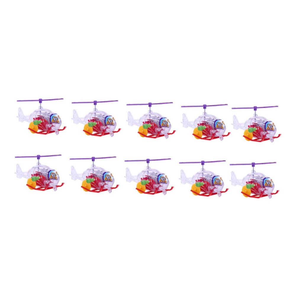 COOLHIYA 10pcs Wind-up Helicopter Plastic Clockwork Playthings for Party Favors Carnival Prizes Bulk Safe Smooth Material Random Color