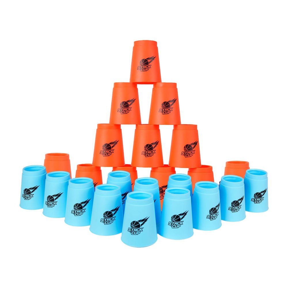 SEISSO 24PCS Quick Stack Cups, Sports Training Game for School Family Party, Kids Gifts Starter Set of Stacking Cup, Blue & Red
