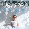 2pcs Winter Birthday Banner, Pre-Strung Blue White Silver Glitter Snowflakes Banners Hanging Christmas Ceiling Decor Winter Holiday Garland Decoration for Birthday Party Outdoor Indoor view 4