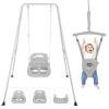 4-in-1 Toddler Swing Set & Baby Jumper and Bouncer for Toddlers, Foldable Baby Swing Stand for Outdoor Indoor Play, Easy to Assemble and Store for Ages 6 Months to 10 Years Old (Grey) view 1