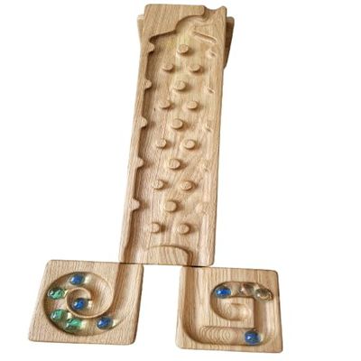Wooden Marble Run Track Race Machine Set Maze Board Ball Run Montessori STEM Toy Gift for Kids Course Winding Roller Track Game Educational Construction Toy Gift for Kids (Rocks)