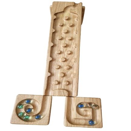 Wooden Marble Run Track Race Machine Set Maze Board Ball Run Montessori STEM Toy Gift for Kids Course Winding Roller Track Game Educational Construction Toy Gift for Kids (Rocks)