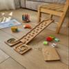 Wooden Marble Run Track Race Machine Set Maze Board Ball Run Montessori STEM Toy Gift for Kids Course Winding Roller Track Game Educational Construction Toy Gift for Kids (Rocks) view 4