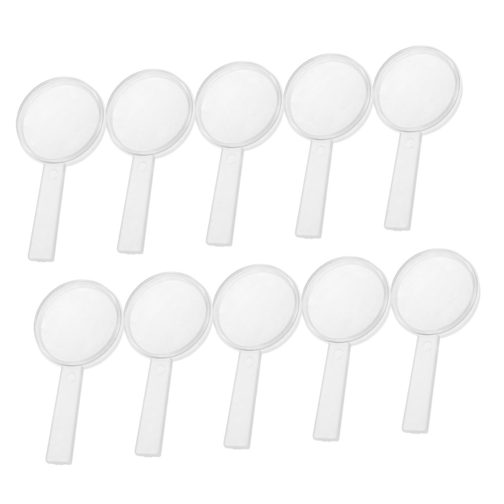 COOLHIYA 10 Pcs Transparent Handheld Magnifiers Magnification for Outdoor Adventure Educational Exploration Lightweight Mini Optical Instruments for Wildlife Observation