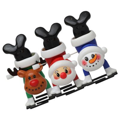 LALADEFIEE 3pcs Christmas Wind-up Cute Reindeer Santa Snowman Festival Playthings Safe Material Smooth Surface Walking Jumping Action Fun Xmas Party Gifts for Adults