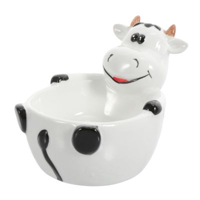 ETHZZLE Creative Ceramic Cartoon Animal Bowl for Multi-purpose Soup and Snack Container Cute Cow Shape Tableware for Boys and Food-grade Material and Photo Prop