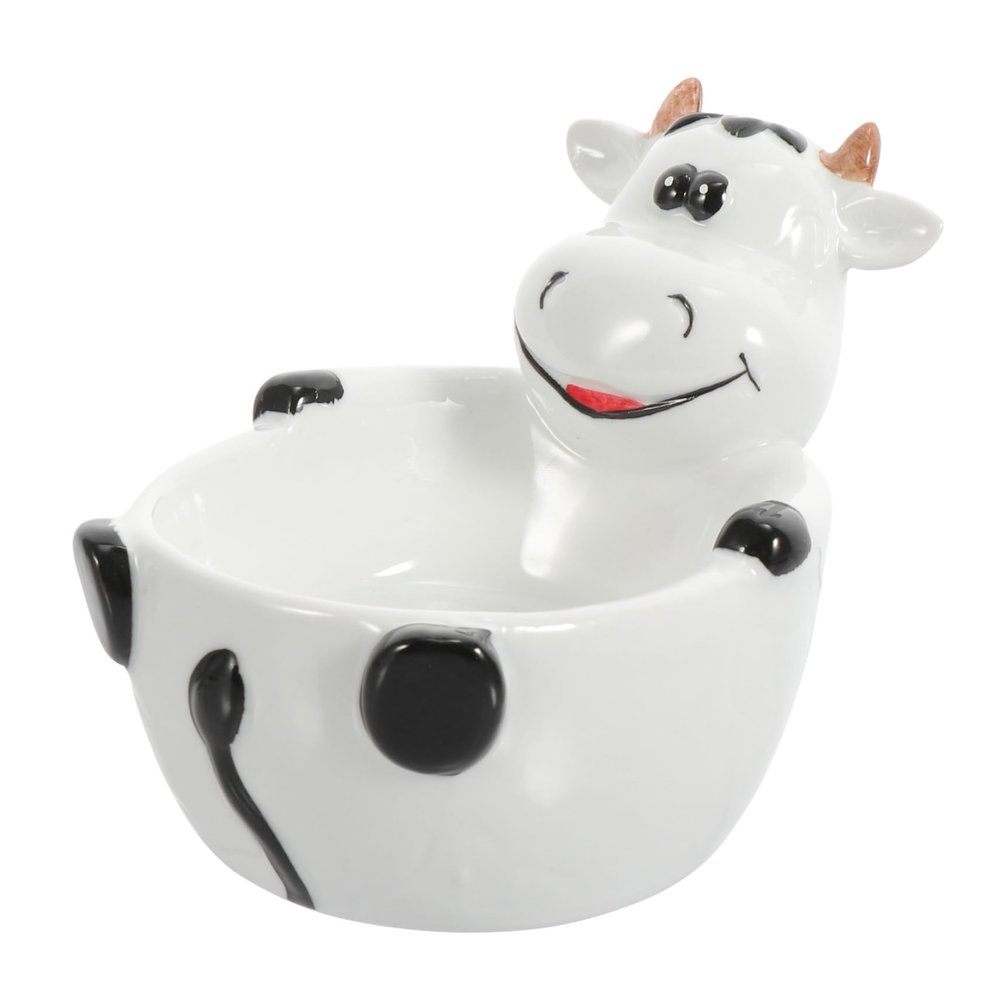 ETHZZLE Creative Ceramic Cartoon Animal Bowl for Multi-purpose Soup and Snack Container Cute Cow Shape Tableware for Boys and Food-grade Material and Photo Prop