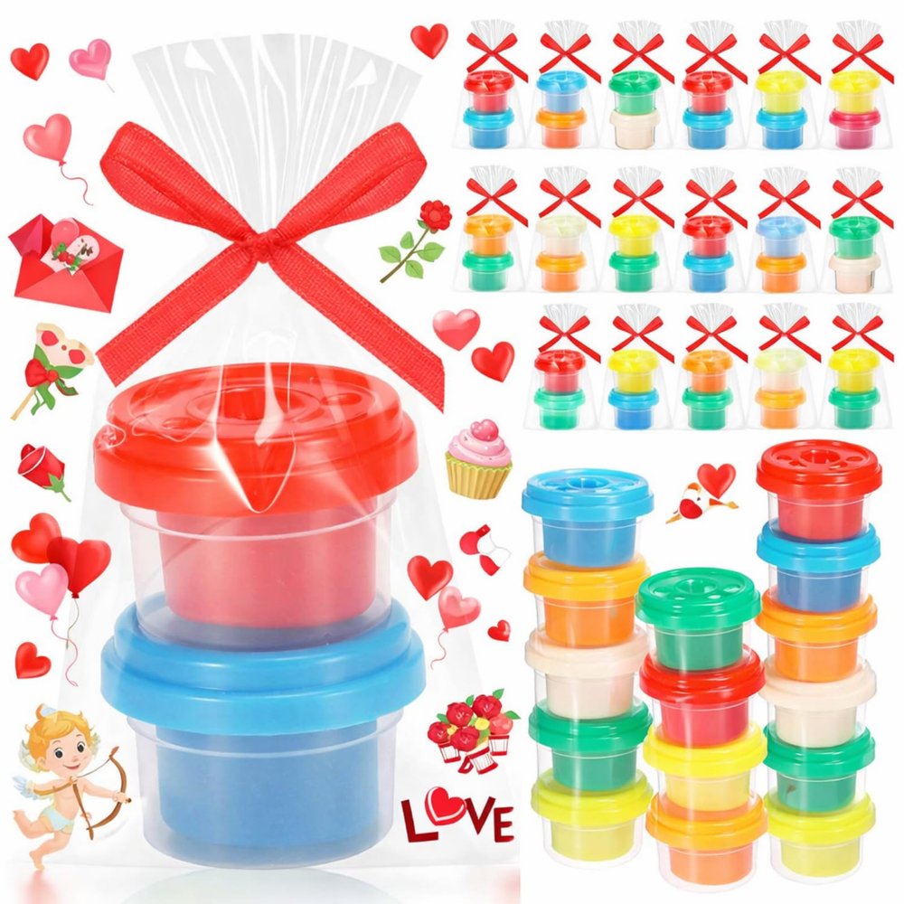 Blosssound 18 Sets Valentines Air Dry Clay Gifts Valentines Day Air Dry Clay Party Favors DIY Clays Craft Kit for Classroom Exchange Gifts Goodie Bags Stuffers Supplies