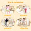 HONEY JOY Kids Indoor Jungle Gym, 4-in-1 Toddler Climbing Toy w/Baby Swing, Climber, Ladder, Climbing Ramp, Resting Platform, Wooden Montessori Playground Playset for Kids Aged 1+ (Natural) view 3