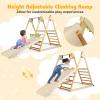 HONEY JOY Kids Indoor Jungle Gym, 4-in-1 Toddler Climbing Toy w/Baby Swing, Climber, Ladder, Climbing Ramp, Resting Platform, Wooden Montessori Playground Playset for Kids Aged 1+ (Natural) view 4