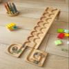 Wooden Marble Run Track Set of 2 Wind+Rocks Race Set Wooden Maze Board Ball Run Montessori STEM Toy Gift for Kids Wave Course Winding Roller Track Game (Wind+Rocks) view 4