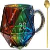 Astraeon Rainbow D20 Dice Cup, Multi-Sided Dice Coffee Cup with Handle, Clear Glass Game Cup for Role Playing Lovers, Board Enthusiasts, Fantasy Themed Game Night Mug Gift (1 pc) view 1