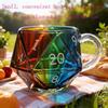 Astraeon Rainbow D20 Dice Cup, Multi-Sided Dice Coffee Cup with Handle, Clear Glass Game Cup for Role Playing Lovers, Board Enthusiasts, Fantasy Themed Game Night Mug Gift (1 pc) view 2