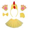 BUBEFSKD Chicken Headwear Rooster Headbands Bowtie Gloves Skirt Costume Set Animal Hair Hoop For Thanksgiving Day Costume Set Rooster Headbands Easter Headwear Animal Hair Hoop view 1