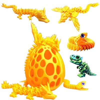 TJYZGXQ 5pcs,12" 3D Printed Dinosaur Eggs,Dragon Egg,Crystal Dragon Toys,Snake Eggs, T RexAnimals,Fidget Toy,Desk Executive ToyEaster Eggs Basket Stuffers,Toys for Boys Kids Teen 5-7 4-6 8-12