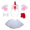 BUBEFSKD Chicken Headwear Rooster Headbands Bowtie Gloves Skirt Costume Set Animal Hair Hoop For Thanksgiving Day Costume Set Rooster Headbands Easter Headwear Animal Hair Hoop view 1