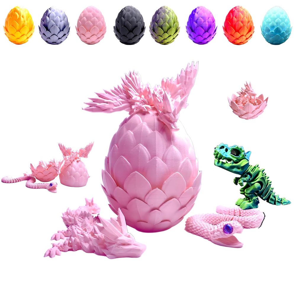TJYZGXQ 5pcs,12" 3D Printed Dinosaur Eggs,Dragon Egg,Crystal Dragon Toys,Snake Eggs, T RexAnimals,Fidget Toy,Desk Executive ToyEaster Eggs Basket Stuffers,Toys for Boys Kids Teen 5-7 4-6 8-12