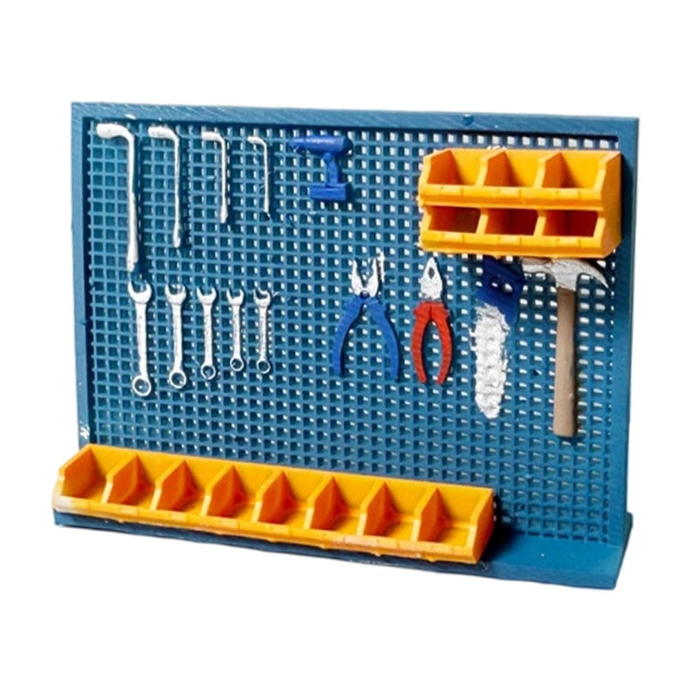 harayaa Miniature Garage 1/64 Diorama Car Garage Workshop Display Accessory Resin Crafted Ornament Hand Painted Suitable for Model Collecting, Pegboard Tool