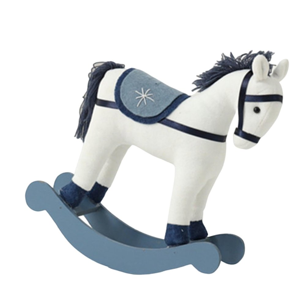 Luwecf Christmas Decoration Rocking Wood Base Lightweight Multifunctional for 12+ Months 9x3x10.2inch, White Blue