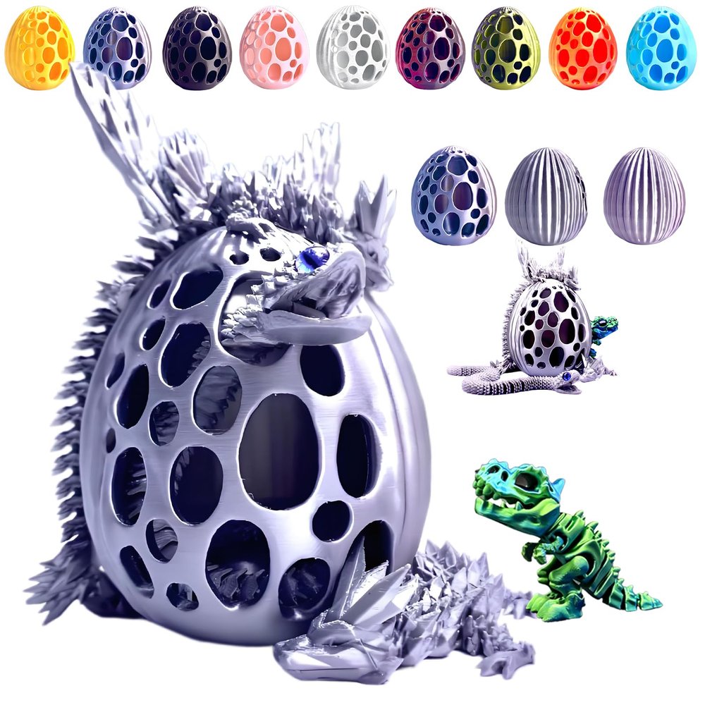 TJYZGXQ 5pcs,12" 3D Printed Dinosaur Eggs,Dragon Egg,Crystal Dragon Toys,Snake Eggs, T RexAnimals,Fidget Toy,Desk Executive ToyEaster Eggs Basket Stuffers,Toys for Boys Kids Teen 5-7 4-6 8-12