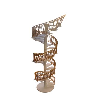 1/12 Scale Dolls House Furniture, Spiral Staircase kit 30 Steps (White Steps and Golden Rails)