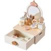 BXKX Kids Vanity Table Set for Kids, Wooden Toddler Vanity Set with Mirror & Drawer, Pretend Makeup for Toddlers with Accessories, Little Girl Makeup Table Age 3+ view 1