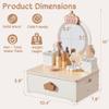 BXKX Kids Vanity Table Set for Kids, Wooden Toddler Vanity Set with Mirror & Drawer, Pretend Makeup for Toddlers with Accessories, Little Girl Makeup Table Age 3+ view 2