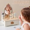 BXKX Kids Vanity Table Set for Kids, Wooden Toddler Vanity Set with Mirror & Drawer, Pretend Makeup for Toddlers with Accessories, Little Girl Makeup Table Age 3+ view 4