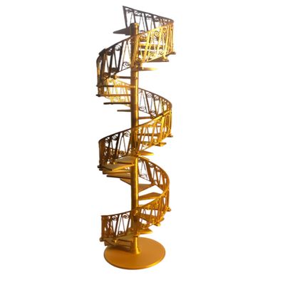 1/12 Scale Dolls House Furniture, Spiral Staircase kit 30 Steps (Golden Steps and Rail)