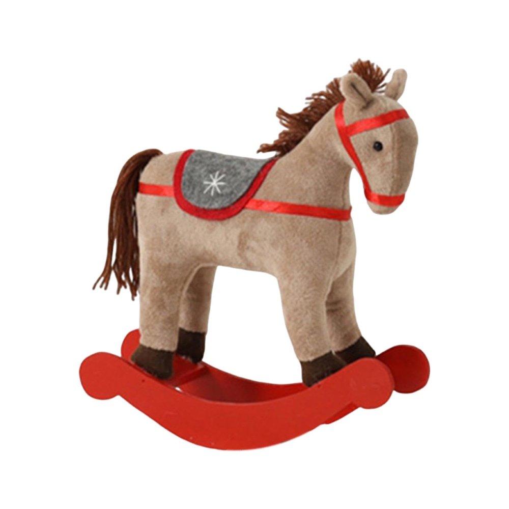 DYNWAVE Christmas Rocking Toy Desk Ornament, Multipurpose Wooden Base 23x8x26cm, Brown