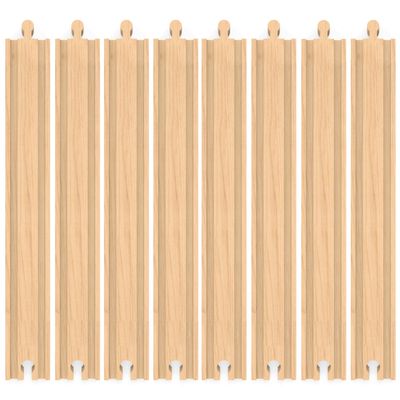 ORBRIUM Wooden Train Tracks Accessories 8 Pieces of 12 inch | 12" Extra Long Wooden Straight Track Expansion Set Compatible with Thomas The Tank Engine, Brio, IKEA, Melissa & Doug Railways