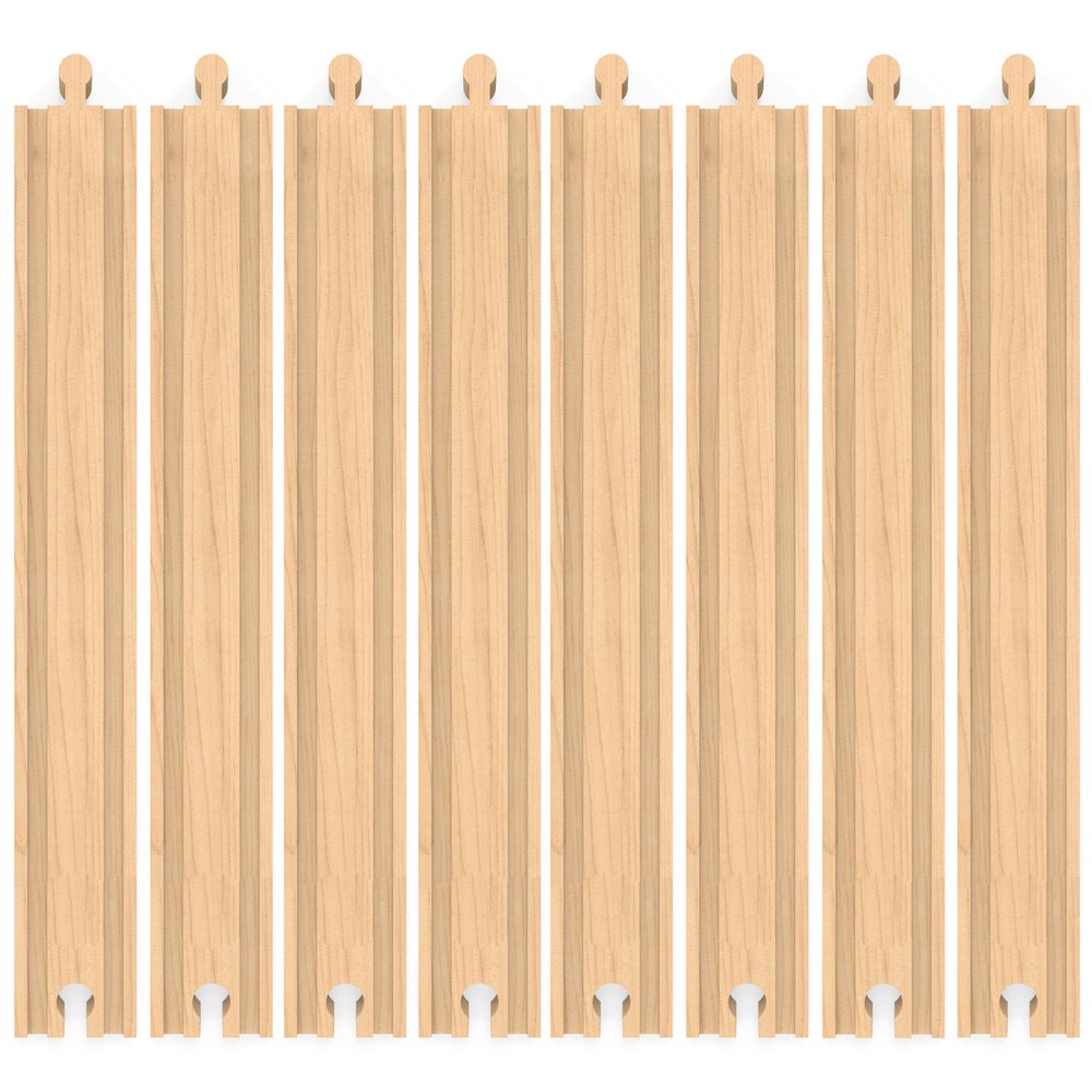 ORBRIUM Wooden Train Tracks Accessories 8 Pieces of 12 inch | 12" Extra Long Wooden Straight Track Expansion Set Compatible with Thomas The Tank Engine, Brio, IKEA, Melissa & Doug Railways