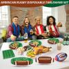 100 Pcs Football Party Supplies Set, Serves 25  Disposable Football and Field Design Paper Plates, Napkins, and Forks, Game Day Tailgate Themed Tableware for Sports Birthday and Team Decorations view 4