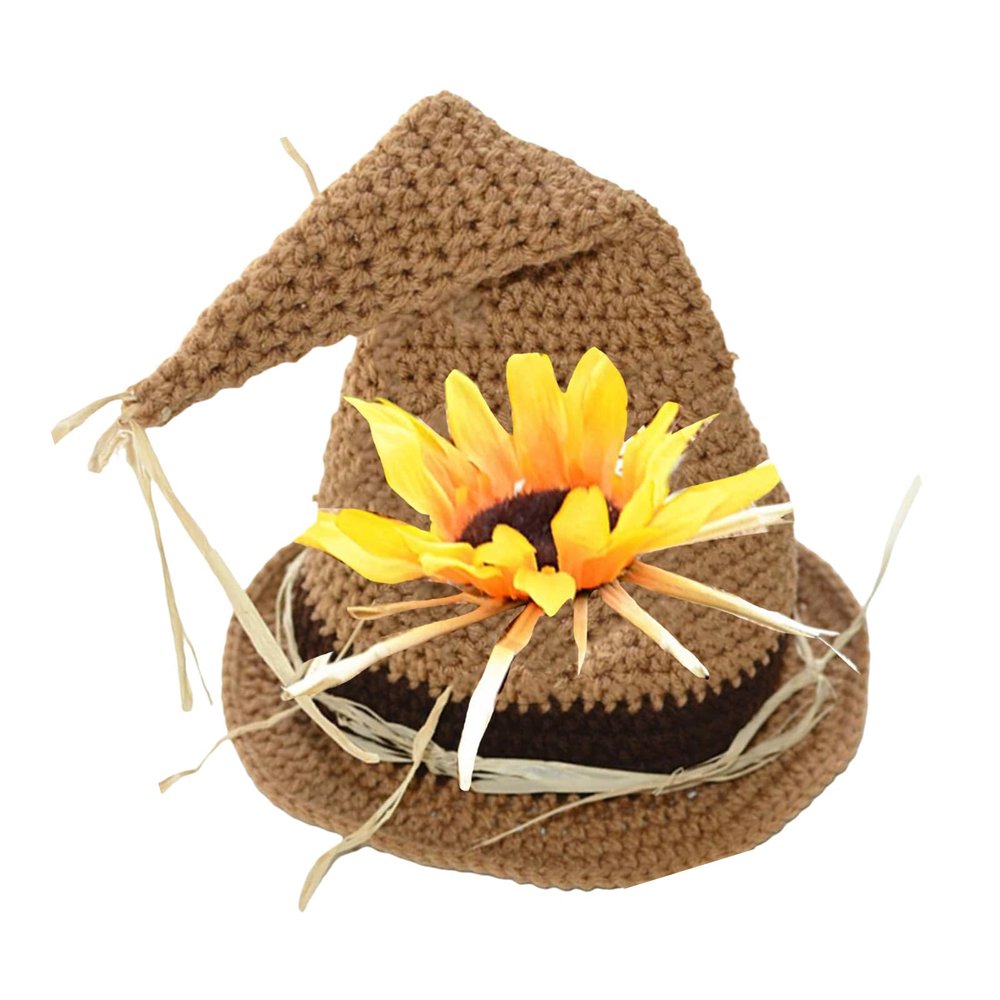 BUBEFSKD Handmade Crochet Children Witch Hat For Festival Halloween Thanksgiving Party Photoshoots Props Kids Pointed Handmade Crochet Witch