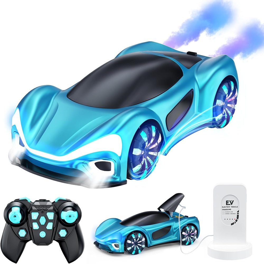 AngelReally Remote Control Car - 2.4GHz 360 Rotate RC Cars with Cool Lights, Music & Spray Effects Cool Birthday Presents Gifts for Kids & Boys 4-12