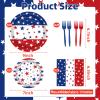 100 Pcs Patriotic Party Supplies Set, Serves 25 Disposable Red White Blue Star Paper Plates, Napkins, and Forks, American Flag Themed Tableware for 4th of July, Memorial Day, Labor Day Decorations view 2