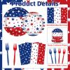 100 Pcs Patriotic Party Supplies Set, Serves 25 Disposable Red White Blue Star Paper Plates, Napkins, and Forks, American Flag Themed Tableware for 4th of July, Memorial Day, Labor Day Decorations view 3