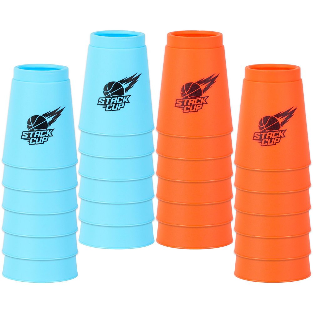 DEWEL Cup Stacking Game, 12 PC of Reaction Training Cups Speed Training Game (Red - Bule)