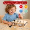 INIFEIDALA Montessori Busy Board Toddler Toys for Ages 3+ - Wooden Sensory Latches Board with Lock & Key & Kid Tool Screwdriver Set, Preschool Educational Toy - Fine Motor Skills - STEM Learning Toys view 4