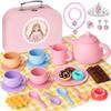 iAOVUEBY Silicone Tea Set for Toddlers, Tea Party Set for Little Girls, Kids Pretend Role Play Kitchen Toys, Toddler Girl Birthday Gifts Age 2-5 Year Old view 1
