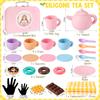 iAOVUEBY Silicone Tea Set for Toddlers, Tea Party Set for Little Girls, Kids Pretend Role Play Kitchen Toys, Toddler Girl Birthday Gifts Age 2-5 Year Old view 2