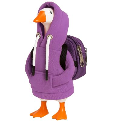 MIRJXB Desk Goose Outfits, Purple Hoodie and Backpack Set, 7 Inch Mini Desk Goose Clothes, Fall Themed Decor for Gooses Lovers and Coworkers