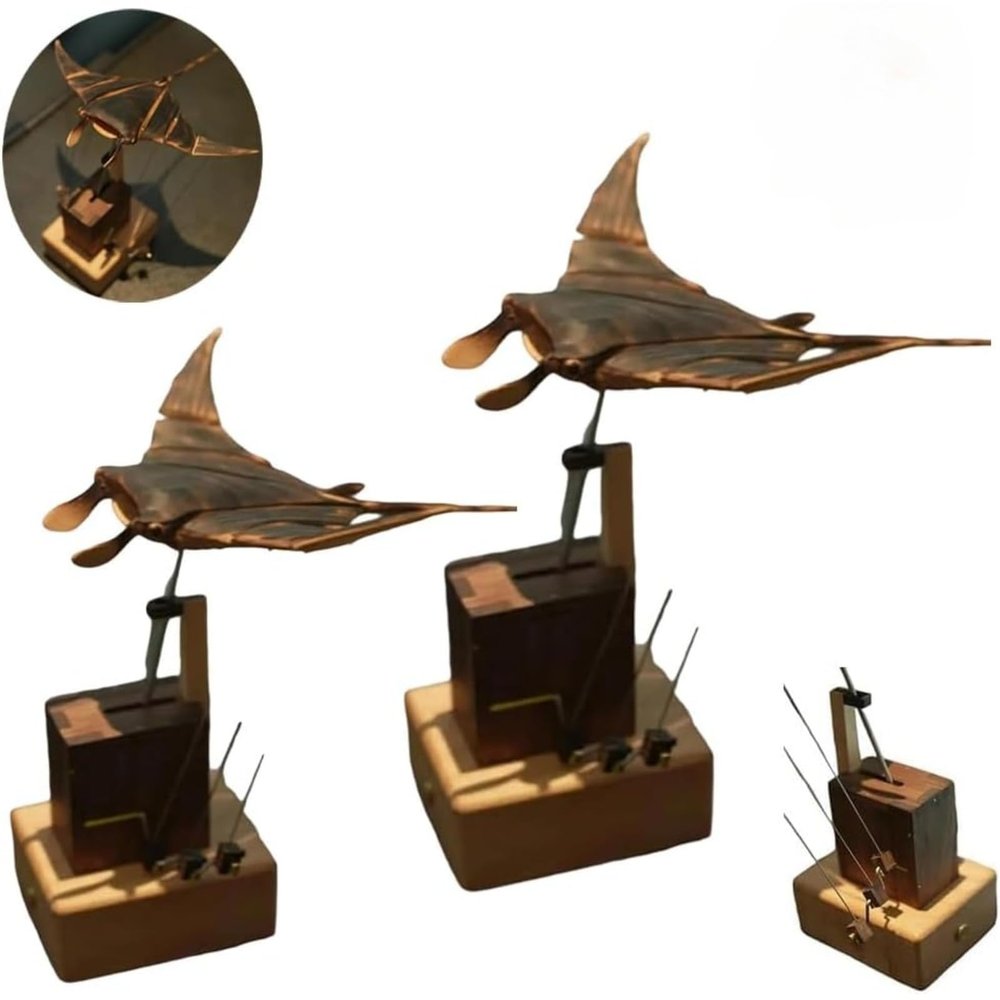 Electric Bionic Manta ray Ornament,Upgraded Version of The Bionic Devil Fish Swimming Posture, A Unique Handmade Gift, Ideal for Placement on A Table, at Home, or in The Office (1 Piece) (2pcs)