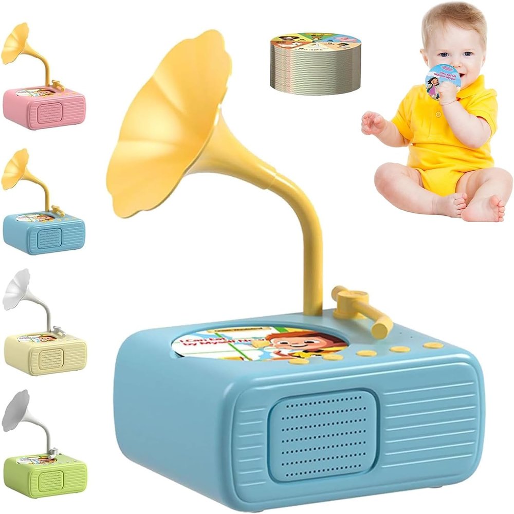 Toddler Phonograph with 99 Cards, Player Audio Books for Kids, Toddler Music Player for 3+ Years Old, Educational Phonograph for Boys and Girls (Blue)