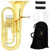 Bb Flat Euphonium Brass Instrument  3-Valve Baritone Horn with Case & Back Straps  Ideal for Beginners & Brass Band Performances  Durable & Portable view 2