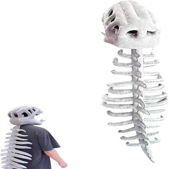 3D Dinosaur Skeleton Costume, Realistic Halloween T-Rex Outfit with Flexible Spine, Themed Cosplay Props (Extra Large)