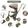 7-in-1 Foldable Toddler Tricycle with Parent Push Handle, Removable Pedals & Canopy for 1-6 Year Olds, 5-Point Harness & Lightweight Aluminum Frame (Dark Green) view 3