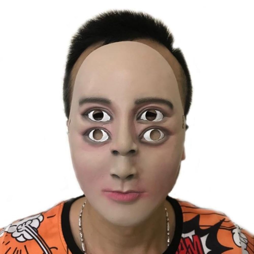 Mqhxellw Premium Horror Mask with 4 Eyes, Scary Ghost Face Mask for Halloween Christmas Party