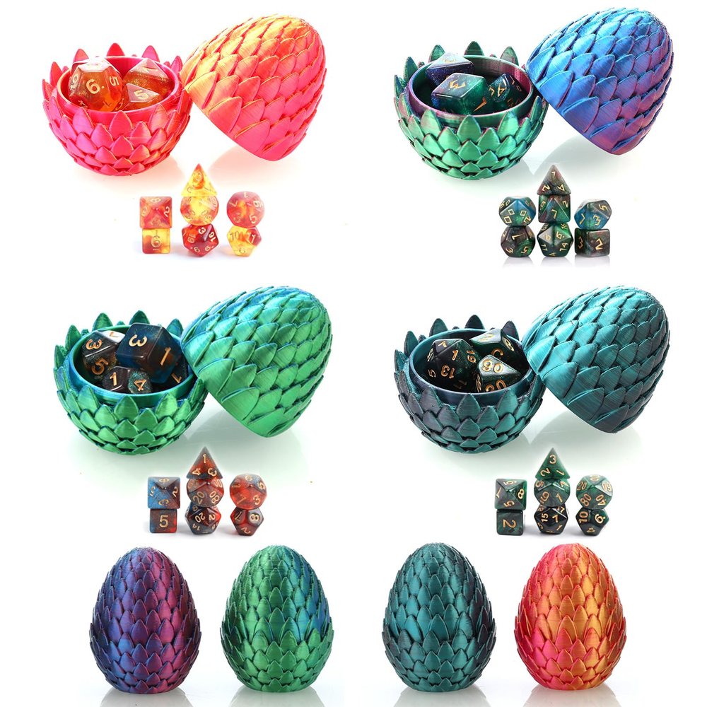 4pcs DND dice 3D Printed Dragon Egg (Four Dazzling Colors-B)